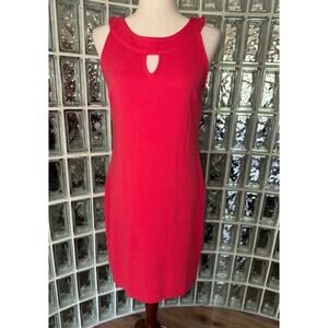 Talbots Keyhole Sheath Midi Dress Coral - Size Small Petite - OB